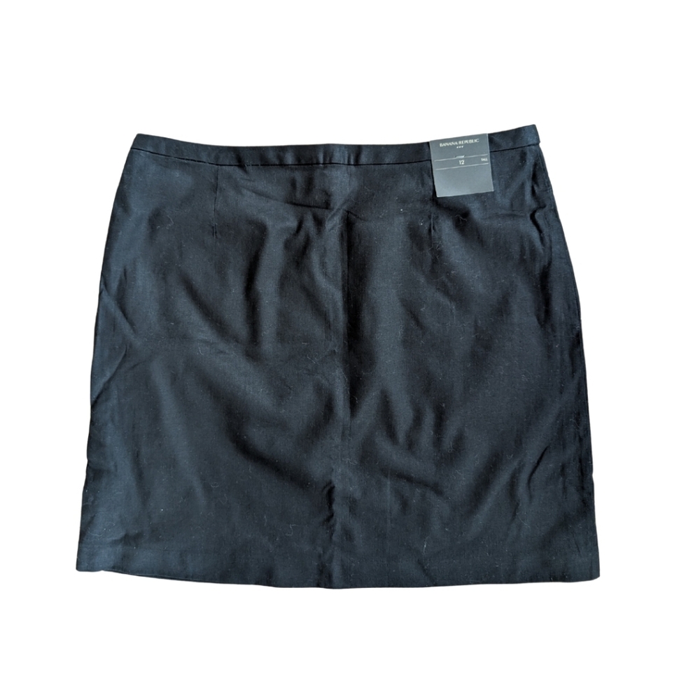 Banana Republic Linen Blend Black Mini Skirt 12Tall - Picture 3 of 6